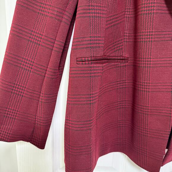 Lane Bryant New Women's Burgundy Plaid Single Button Blazer Jacket Size 20 - Picture 5 of 15